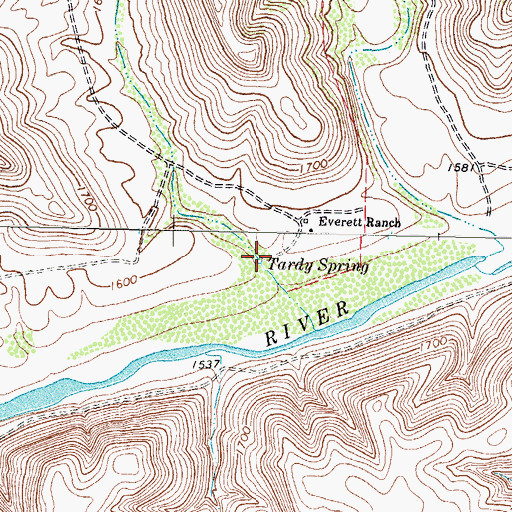 Topographic Map of Tardy Spring, TX