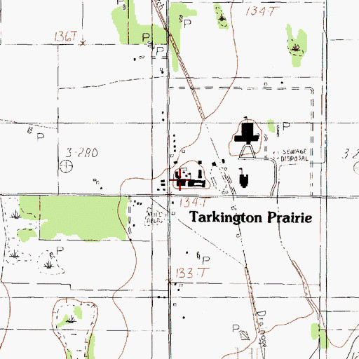 Topographic Map of Tarkington Prairie School, TX