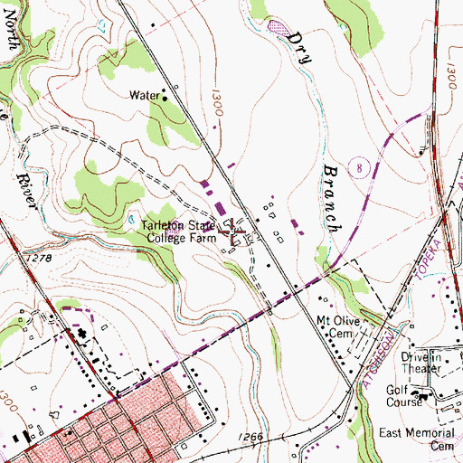 Topographic Map of Tarleton State College Farm, TX