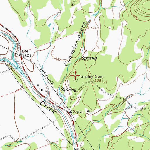 Topographic Map of Tarpley Cemetery, TX