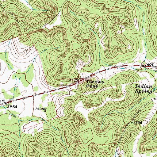 Topographic Map of Tarpley Pass, TX