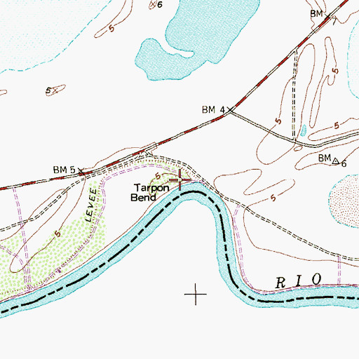 Topographic Map of Tarpon Bend, TX