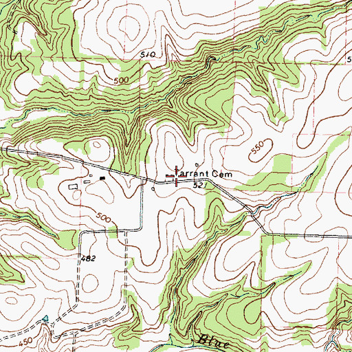 Topographic Map of Tarrant Cemetery, TX