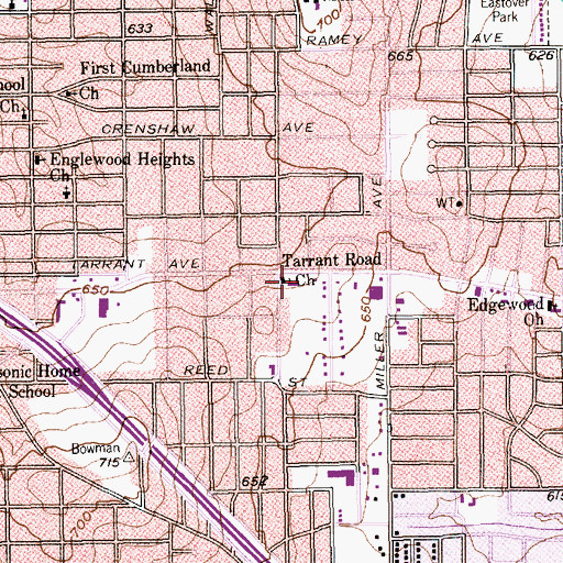 Topographic Map of Tarrant Road Church, TX