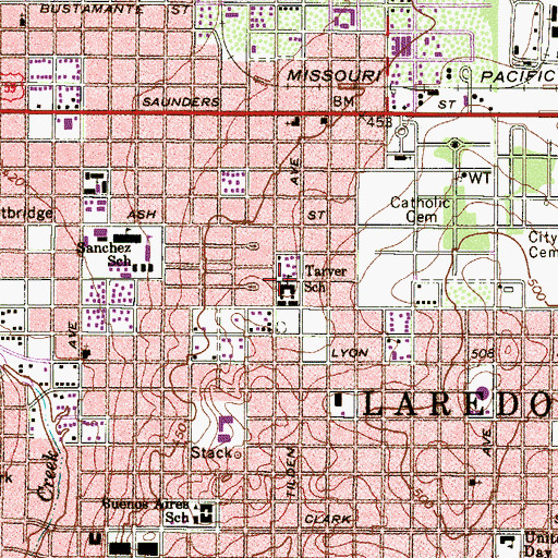 Topographic Map of Tarver School, TX