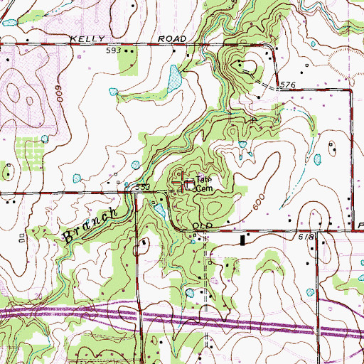 Topographic Map of Tate Cemetery, TX