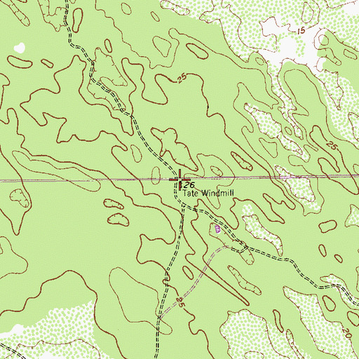 Topographic Map of Tate Windmill, TX