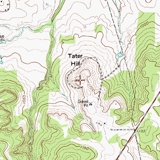 Topographic Map of Tater Hill, TX