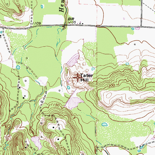 Topographic Map of Tater Hill, TX