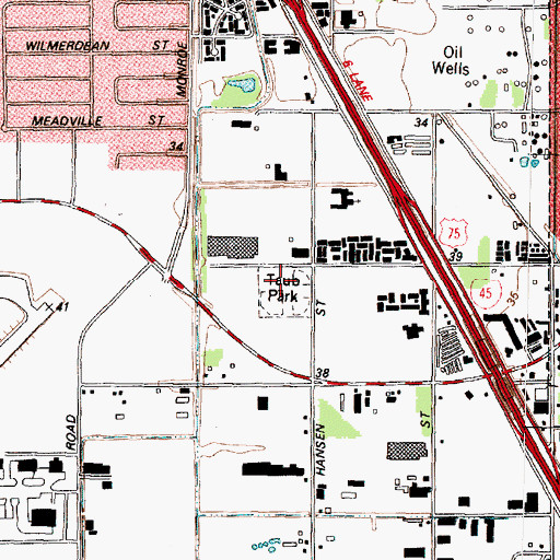 Topographic Map of Taub Park, TX