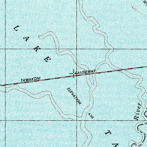 Topographic Map of Tawakoni Causeway, TX