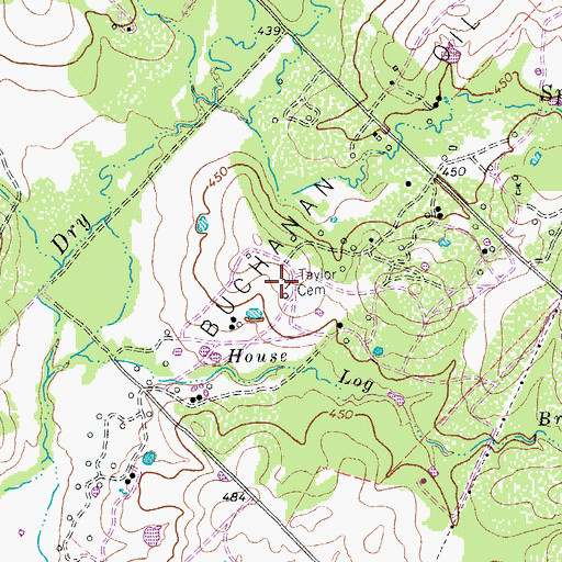 Topographic Map of Taylor Cemetery, TX