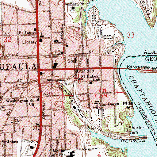 Topographic Map of Tabernacle Baptist Church, AL