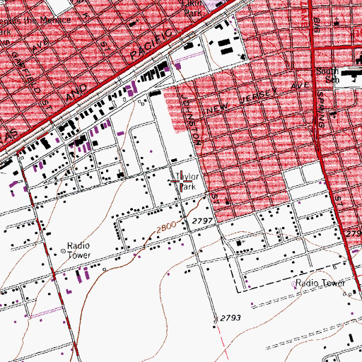 Topographic Map of Taylor Park, TX