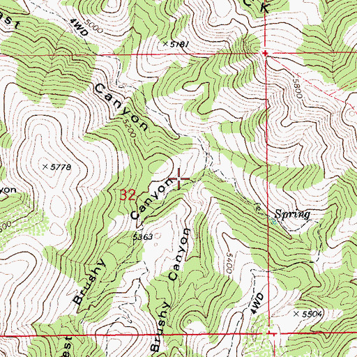 Topographic Map of West Brushy Canyon, AZ