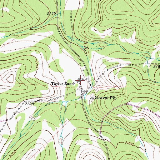 Topographic Map of Taylor Ranch, TX