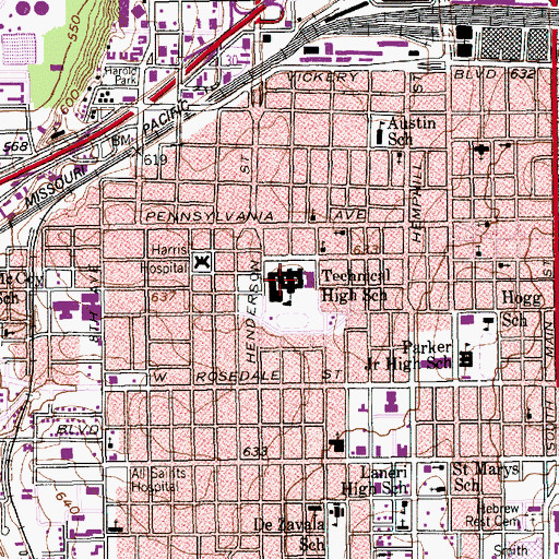 Topographic Map of Technical High School, TX