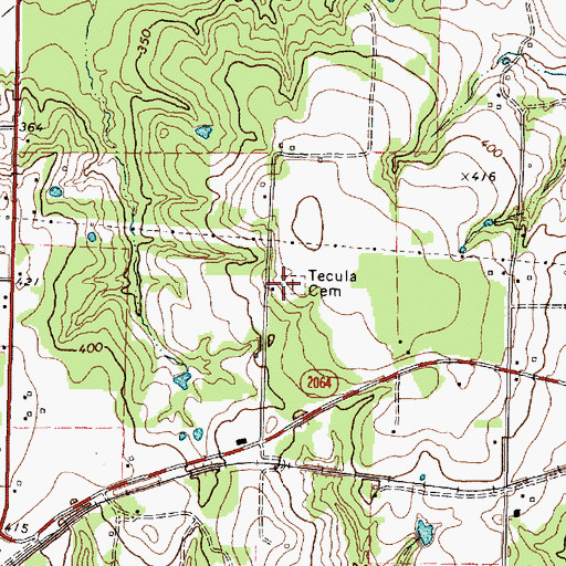 Topographic Map of Tecula Cemetery, TX