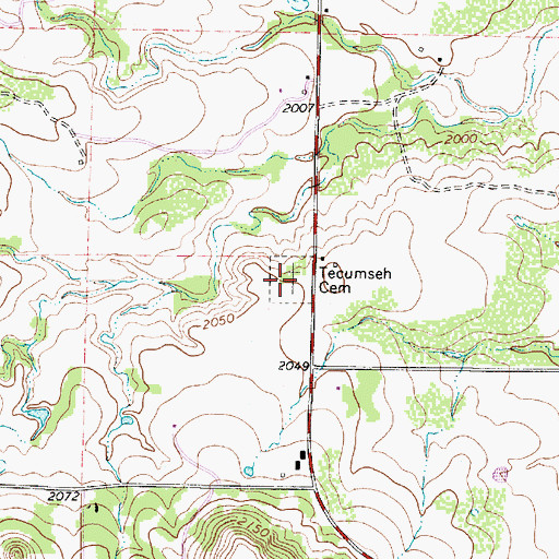 Topographic Map of Tecumseh Cemetery, TX