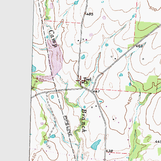 Topographic Map of Teel Church, TX