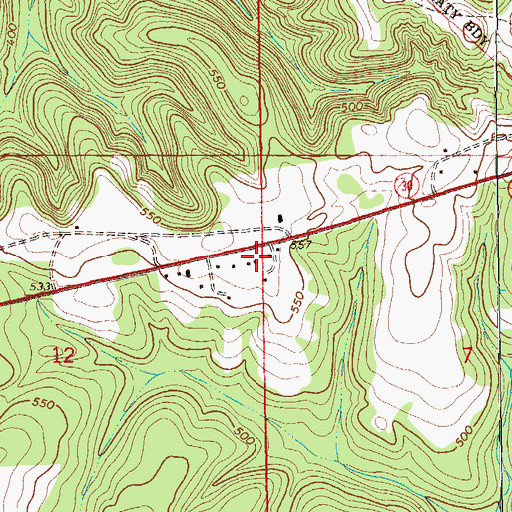 Topographic Map of Walker Temple Church, AL