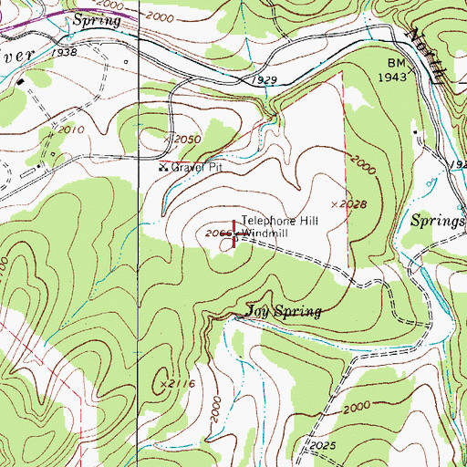 Topographic Map of Telephone Hill Windmill, TX