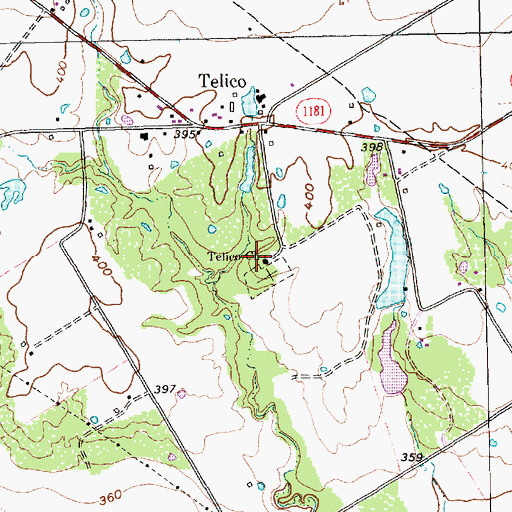 Topographic Map of Telico Church, TX