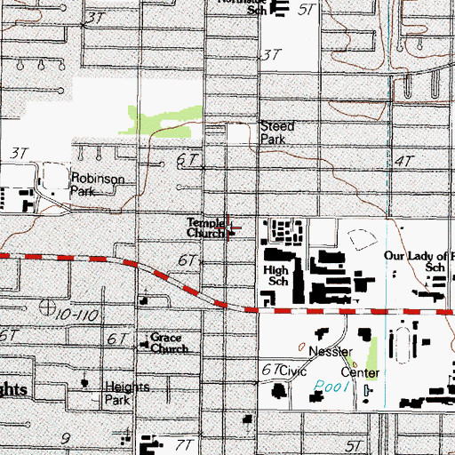 Topographic Map of Temple Church, TX