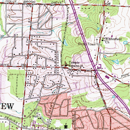 Topographic Map of Temple Emanu-el, TX