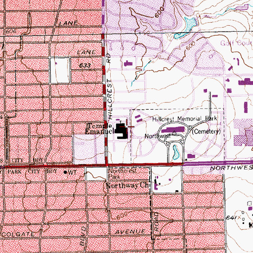 Topographic Map of Temple Emanuel, TX