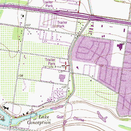 Topographic Map of Temple Emanuel Cemetery, TX