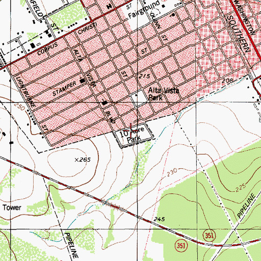Topographic Map of Ten Acre Park, TX