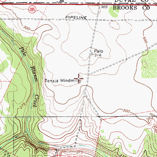 Topographic Map of Teneja Windmill, TX