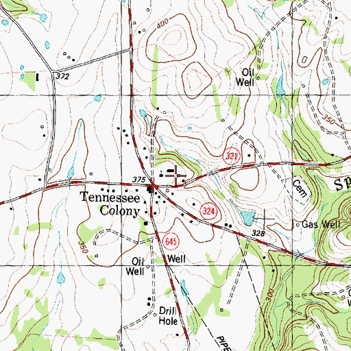 Topographic Map of Tennessee Colony, TX