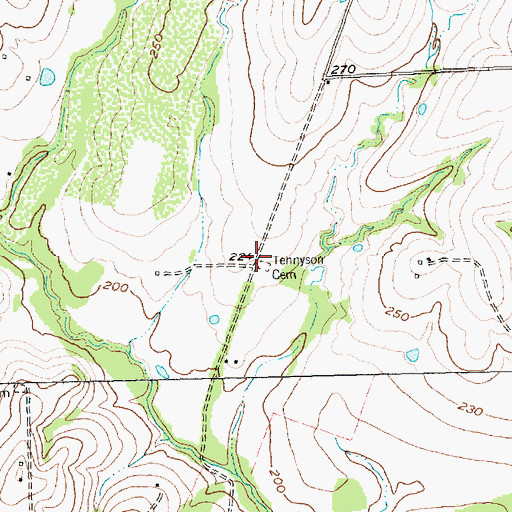 Topographic Map of Tennyson Cemetery, TX