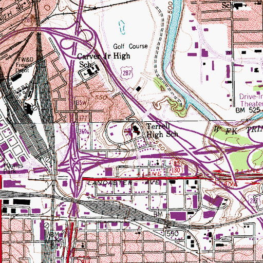 Topographic Map of Terrell High School, TX