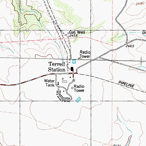 Topographic Map of Terrell Station, TX