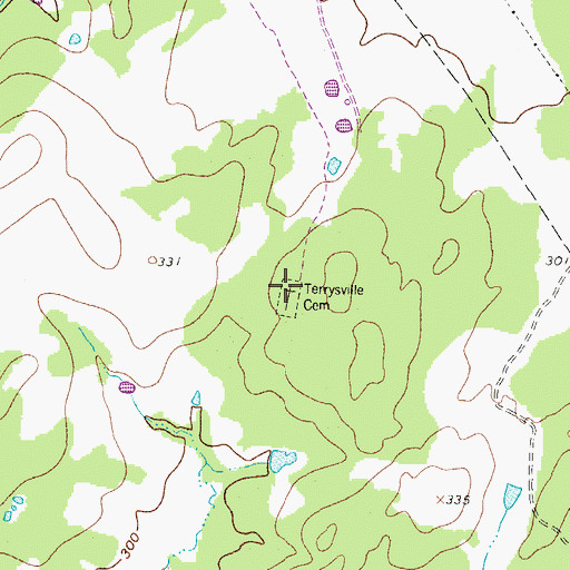 Topographic Map of Terrysville Cemetery, TX