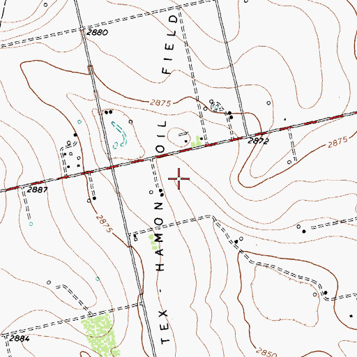 Topographic Map of Tex Hamon Oil Field, TX