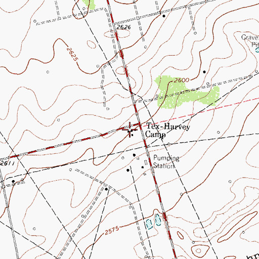 Topographic Map of Tex-Harvey Camp, TX