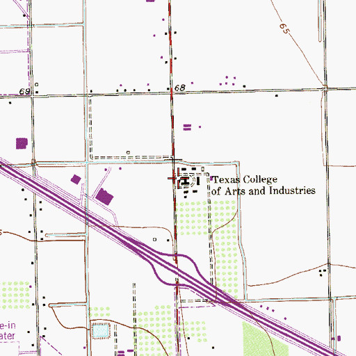 Topographic Map of Texas College of Arts and Industries, TX