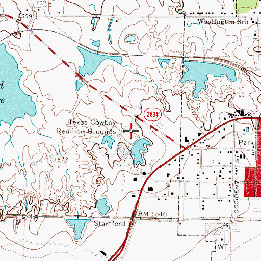 Topographic Map of Texas Cowboy Reunion Grounds, TX
