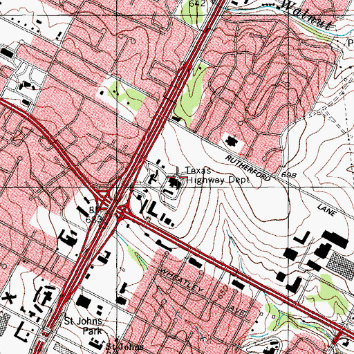 Topographic Map of Texas Highway Department, TX