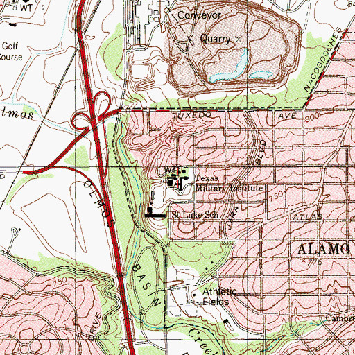 Topographic Map of Texas Military Institute, TX