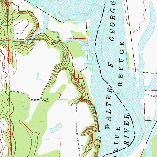 Topographic Map of Wool Ridge Landing (historical), AL