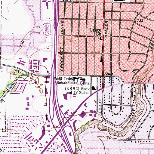 Topographic Map of Texas Rehabilitation Center, TX