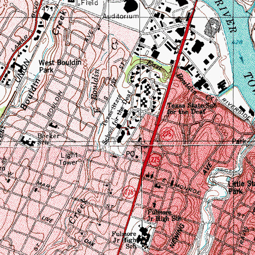 Topographic Map of Texas State School for the Deaf, TX