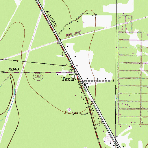 Topographic Map of Texla, TX