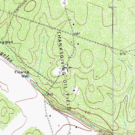 Topographic Map of Thanksgiving Oil Field, TX