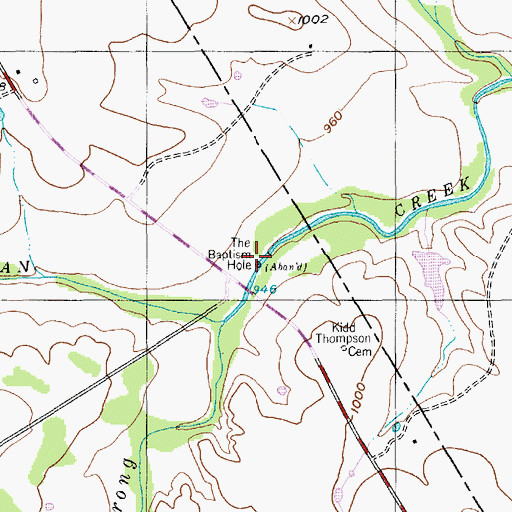 Topographic Map of The Baptism Hole, TX